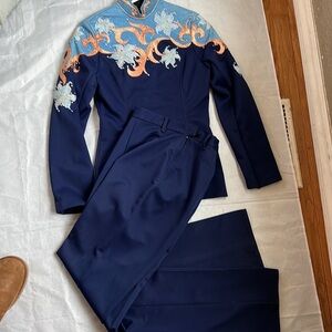 Windsong Farms custom blue copper showmanship/horsemanship shirt  pants Sz S